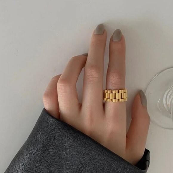 Minimalist Watch Band Ring | 18K Gold Plated Ring | Size 9 - Picture 3 of 4